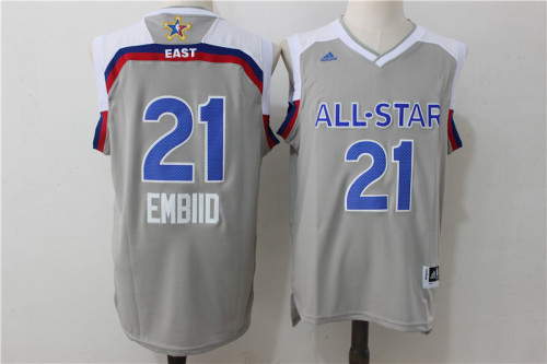 NBA Philadelphia 76ers 21 Embiid Grey 2017 All Star Jerseys