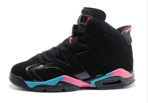 Super Max Perfect Air Jordan 6 GS–Black-Pink Flash–Marina Blue