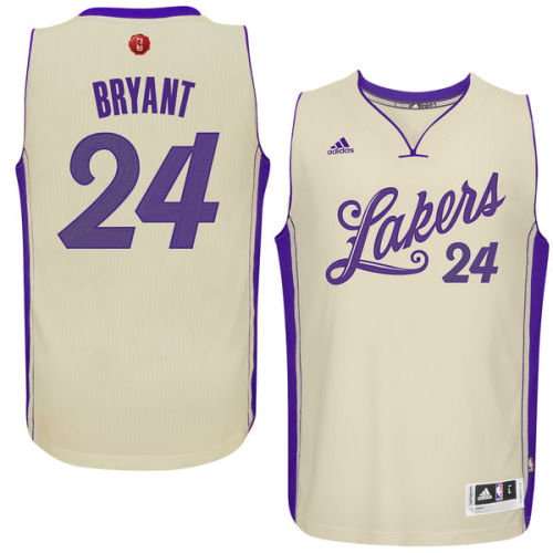 2015 Christmas Lakers 24 Kobe Bryant Cream White Jersey