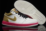 Authentic Air Jordan l Retro Low Fuschia-Metallic Gold-Black
