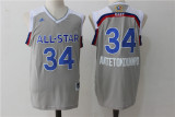 NBA Milwaukee Bucks 34 Antetokounmpo Grey 2017 All Star Jerseys