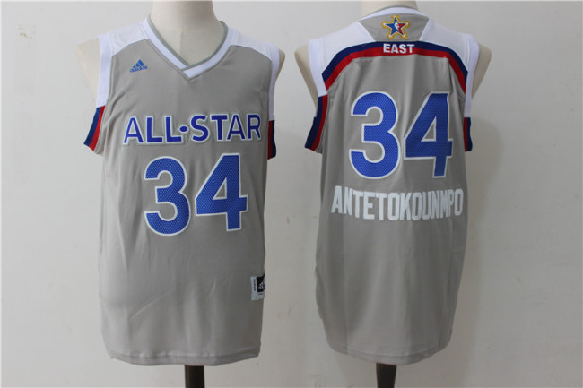 NBA Milwaukee Bucks 34 Antetokounmpo Grey 2017 All Star Jerseys