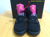 Authentic Air Jordan 5 Retro GS - BlackBright Citrus-Fusion Pink