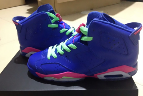 Super Max Perfect Air Jordan 6 GS Blue-Pink-Green
