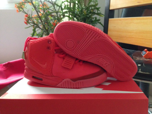 Air Yeezy II  Super perfect dark red toe Men Shoes 001