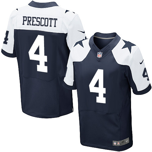NIKE NFL Dallas Cowboys Throwback 4 Dak Prescott Mens Navy Blue Elite Jersey