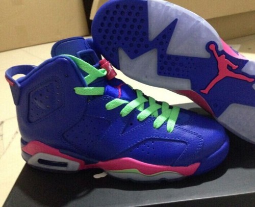 Super Max Perfect Air Jordan 6 GS Blue-Pink-Green