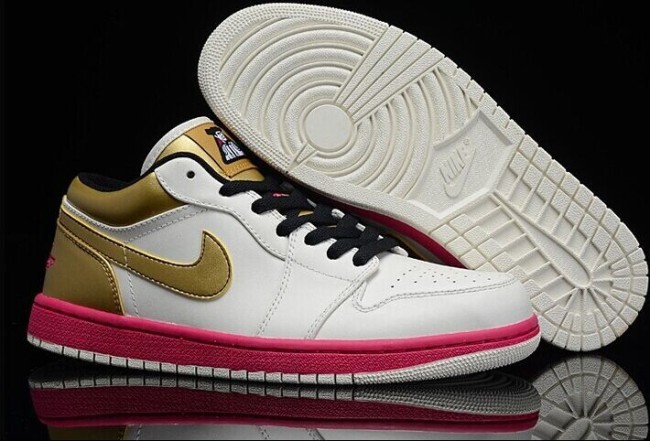Authentic Air Jordan l Retro Low Fuschia-Metallic Gold-Black
