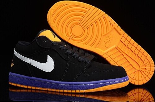 Authentic Air Jordan 1 Retro Low Black Yellow Purple