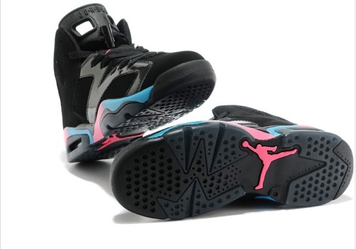 Super Max Perfect Air Jordan 6 GS–Black-Pink Flash–Marina Blue