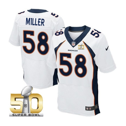 Denver Broncos #58 Von Miller White 2016 Super Bowl 50 Elite Jersey