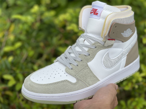 A J 1 Zoom CMFT Olive Aura white & grey 