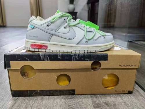 Off-White x Nike Dunk Low white & grey & green OW  07 of 50