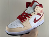 Air Jordan 1 Mid Light Pink & red laces 
