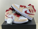Air Jordan 1 Mid Light Pink & red laces 