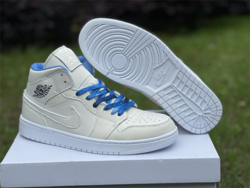 Air Jordan 1 Mid White & blue laces 