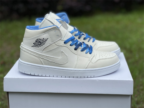 Air Jordan 1 Mid White & blue laces 