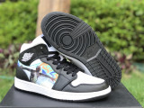 Air Jordan 1 Mid (GS）BLACK WHITE