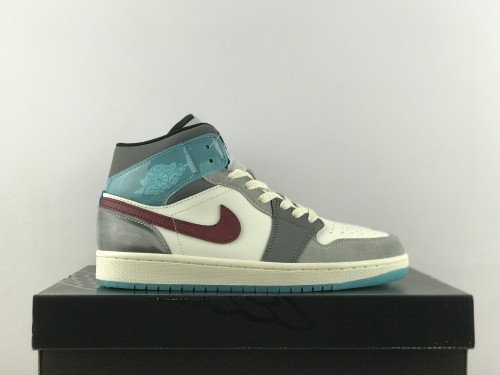 Air Jordan 1 Mid SE white grey & blue 
