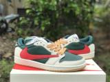 Travis Scott x Air Jordan 1 Low OG milky red & green 