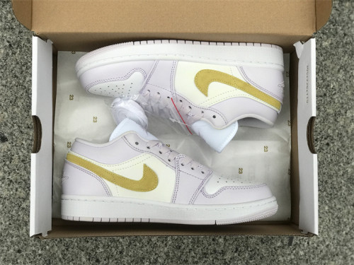  Air Jordan 1 Low white & purple & yellow