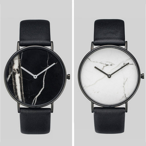 OEM Custom Simple fashion couple marble dial belt Quartz Watches For Men