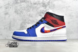 NIKE AIR JORDAN 1 MID SE WHITE/RUSH BLUE-BLACK-UNIVERSITY RED BQ6931-146