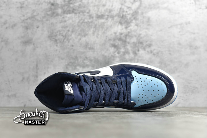 NIKE AIR JORDAN 1 RETRO HIGH UNC PATENT LEATHER OBSIDIAN/BLUE CHILL-WHITE CD0461-401