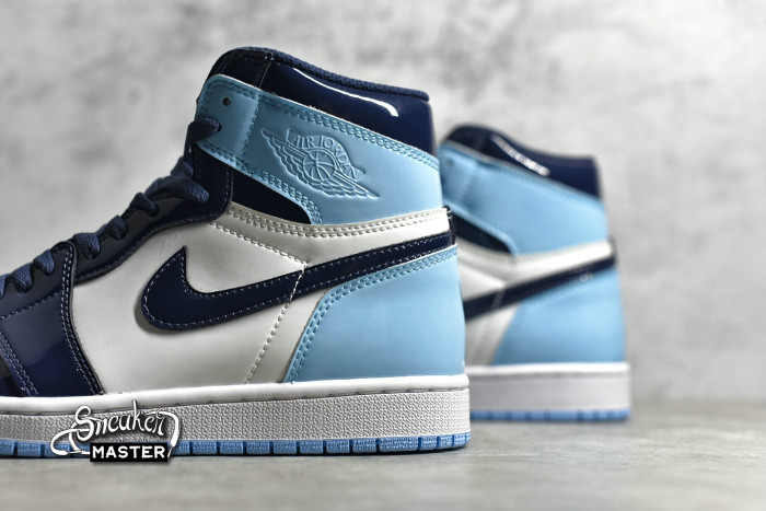 NIKE AIR JORDAN 1 RETRO HIGH UNC PATENT LEATHER OBSIDIAN/BLUE CHILL-WHITE CD0461-401