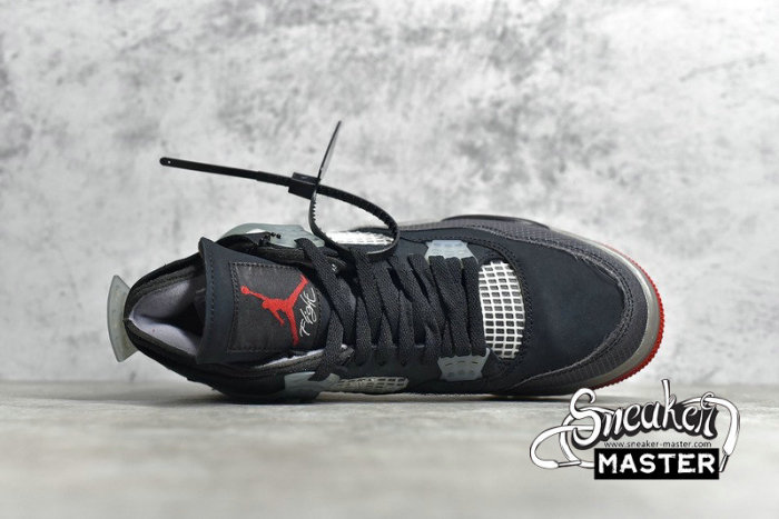 NIKE OFF-WHITE X AIR JORDAN 4 BRED ARRIVING IN AUGUST HOUSE OF HEAT BLACK/GREY/RED CV9388-001