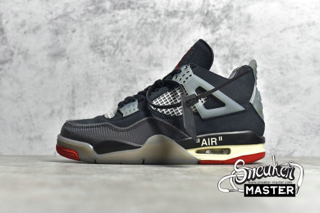 NIKE OFF-WHITE X AIR JORDAN 4 BRED ARRIVING IN AUGUST HOUSE OF HEAT BLACK/GREY/RED CV9388-001