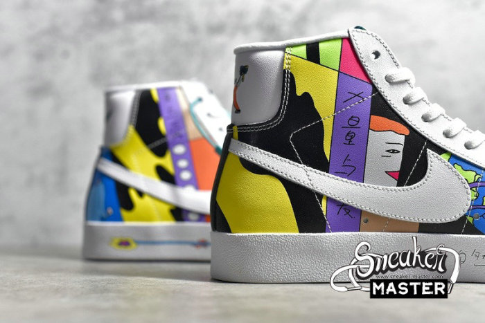 NIKE RUOHAN WANG X SB BLAZER MID 77 FLYLEATHER WHITE/MULTI-COLOR CZ3775-900