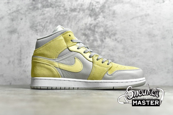 NIKE AIR JORDAN 1 MID MIXED TEXTURES GREY FOG/LEMON WASH-WHITE DA4666-001