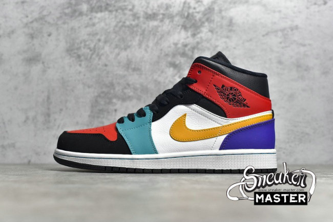 NIKE AIR JORDAN 1 MID BRED WHITE/UNIVERSITY RED-BLACK-TURBO GREEN 554724-125