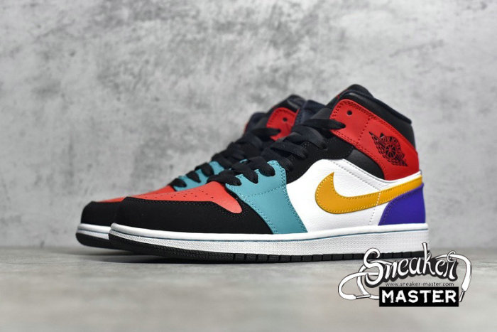 NIKE AIR JORDAN 1 MID BRED WHITE/UNIVERSITY RED-BLACK-TURBO GREEN 554724-125