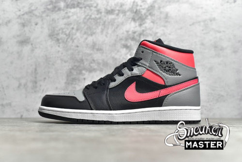 NIKE AIR JORDAN 1 MID PINK SHADOW BLACK/HOT PUNCH-LIGHT SMOKE GREY 554724-059