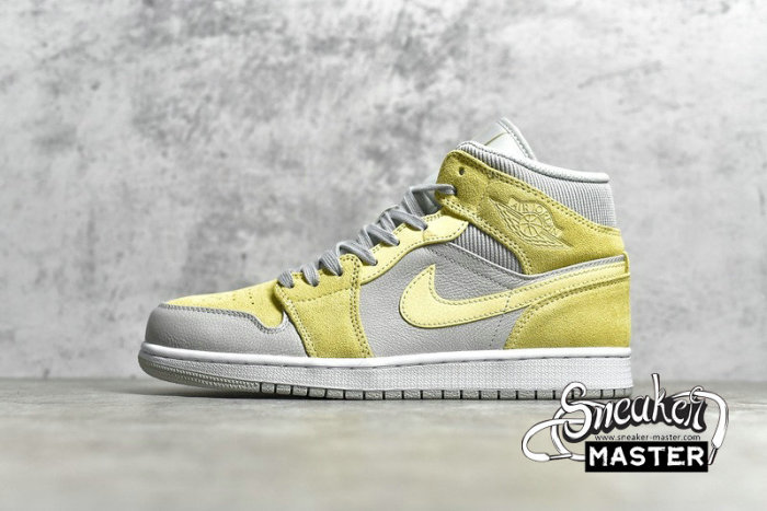 NIKE AIR JORDAN 1 MID MIXED TEXTURES GREY FOG/LEMON WASH-WHITE DA4666-001