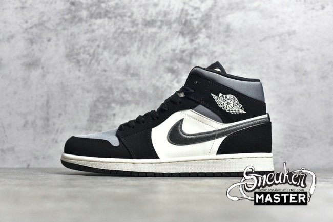 NIKE AIR JORDAN 1 MID SE SATIN GREY BLACK/SMOKE GREY-SAIL 852542-011