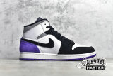 NIKE AIR JORDAN 1 MID SE WHITE/BLACK-LIGHT SOLAR FLARE HEATHER-VARSITY PURPLE 852542-105
