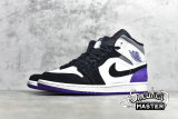 NIKE AIR JORDAN 1 MID SE WHITE/BLACK-LIGHT SOLAR FLARE HEATHER-VARSITY PURPLE 852542-105