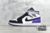 NIKE AIR JORDAN 1 MID SE WHITE/BLACK-LIGHT SOLAR FLARE HEATHER-VARSITY PURPLE 852542-105