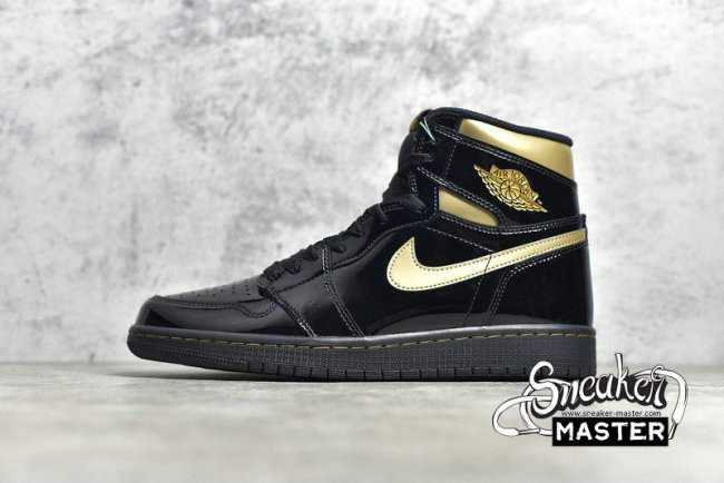 NIKE AIR JORDAN 1 RETRO HIGH OG BLACK/BLACK/METALLIC GOLD 555088-032