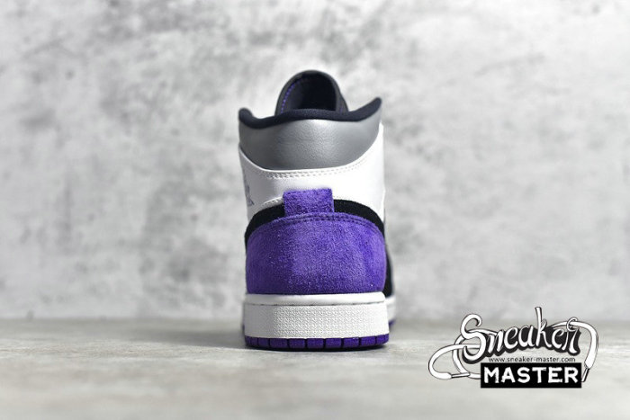 NIKE AIR JORDAN 1 MID SE WHITE/BLACK-LIGHT SOLAR FLARE HEATHER-VARSITY PURPLE 852542-105