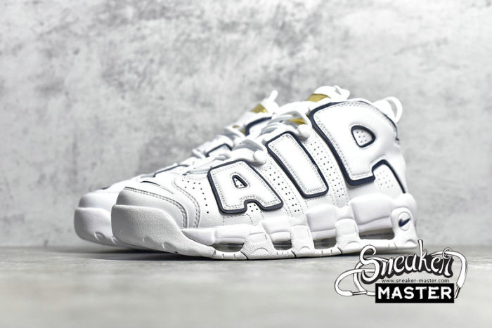 NIKE AIR MORE UPTEMPO GS WHITE/MIDNIGHT NAVY-METALLIC GOLD 415082-109
