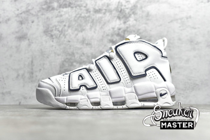 NIKE AIR MORE UPTEMPO GS WHITE/MIDNIGHT NAVY-METALLIC GOLD 415082-109