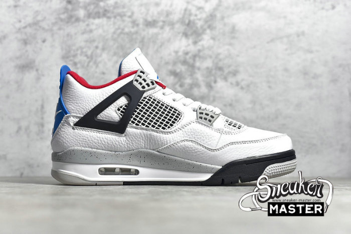 NIKE AIR JORDAN 4 RETRO WHAT THE WHITE/FIRE RED-TECH GREY-MILITARY BLUE CI1184-146