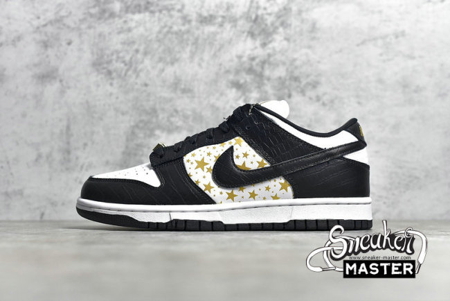 NIKE SUPREME X SB DUNK LOW BLACK STARS BLACK/WHITE/GOLD DH3228-102