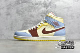 NIKE AIR JORDAN 1 MID SE MAISON CHATEAU ROGUE FEARLESS WHITE/BROWN/BLUE-YELLOW CU2803-200