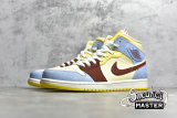 NIKE AIR JORDAN 1 MID SE MAISON CHATEAU ROGUE FEARLESS WHITE/BROWN/BLUE-YELLOW CU2803-200