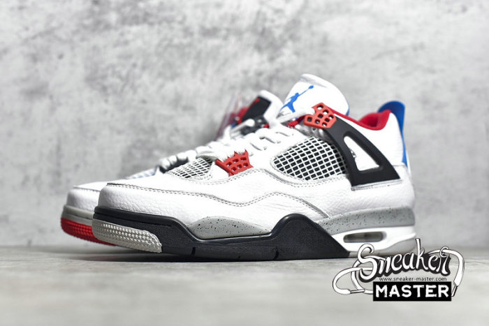 NIKE AIR JORDAN 4 RETRO WHAT THE WHITE/FIRE RED-TECH GREY-MILITARY BLUE CI1184-146